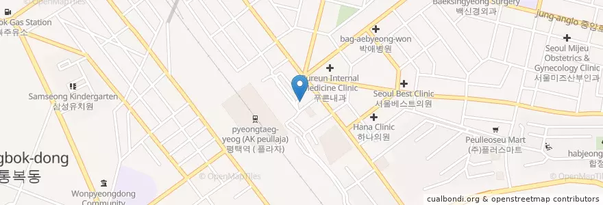Mapa de ubicacion de 역전우동 en 大韓民国, 京畿道, 平沢市.