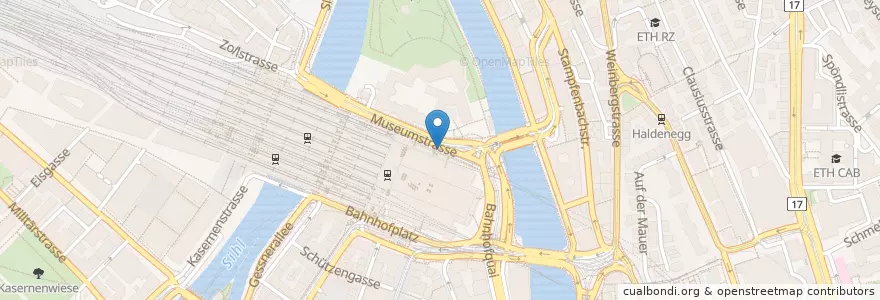 Mapa de ubicacion de Taxistand Museumsstrasse en Switzerland, Zurich, District Zurich, Zurich.