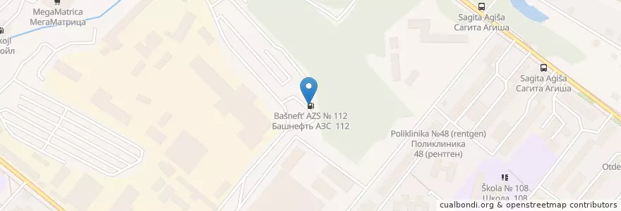 Mapa de ubicacion de Башнефть АЗС № 112 en Russia, Circondario Federale Del Volga, Baschiria, Городской Округ Уфа.