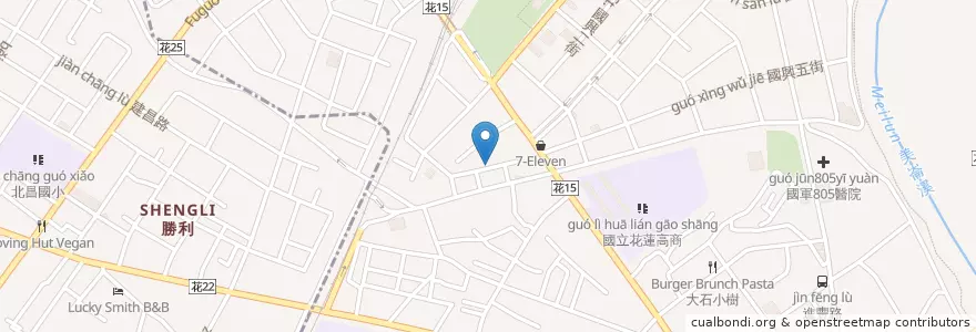 Mapa de ubicacion de 老鄉牛肉麵舘 en Taiwan, 臺灣省, Condado De Hualien, 花蓮市.