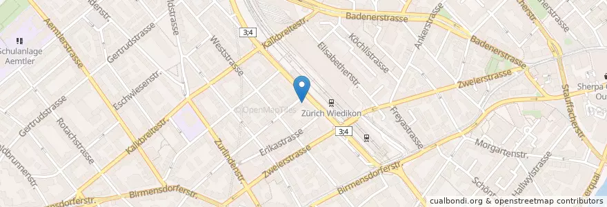 Mapa de ubicacion de HNO Wiedikon en سويسرا, زيورخ, Bezirk Zürich, Zürich.