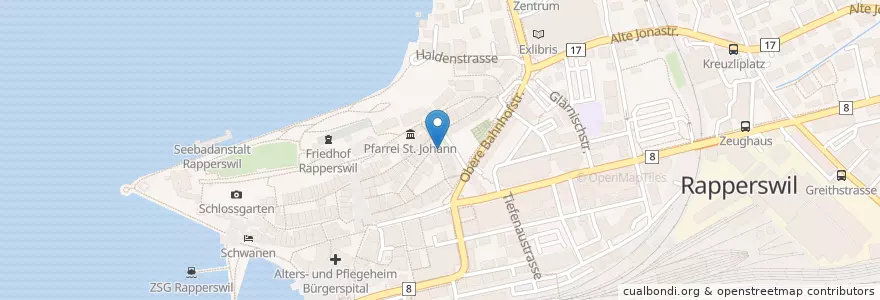 Mapa de ubicacion de Gourmet Ibérico en İsviçre, Sankt Gallen, Wahlkreis See-Gaster, Rapperswil-Jona.