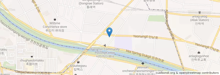 Mapa de ubicacion de 안락24시셀프세차타운 en کره جنوبی, بوسان, 동래구, 수민동.