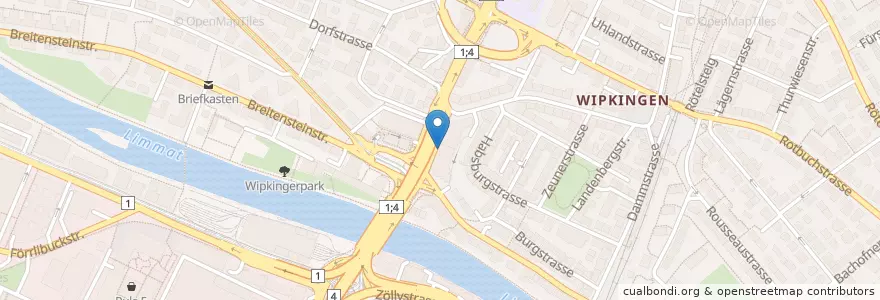 Mapa de ubicacion de Cafe Roeschibach en Switzerland, Zurich, District Zurich, Zurich.