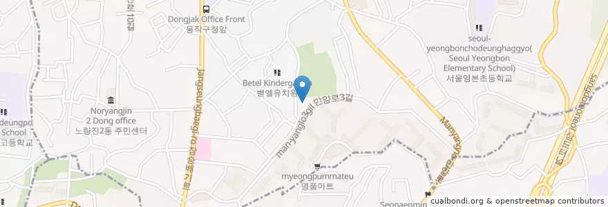 Mapa de ubicacion de 서울 상도유치원 en Corée Du Sud, Séoul, 동작구, 노량진1동.