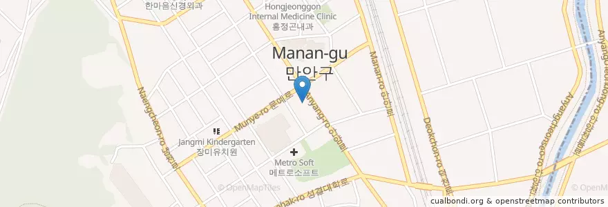 Mapa de ubicacion de 안양8동행정복지센터 en کره جنوبی, گیونگی-دو, 안양시, 만안구.