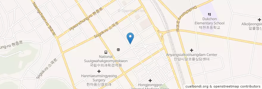 Mapa de ubicacion de 안양6동행정복지센터 en Zuid-Korea, Gyeonggi-Do, 안양시, 만안구.