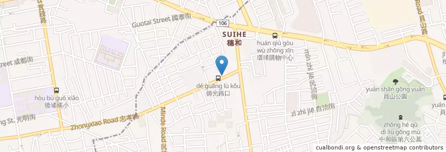 Mapa de ubicacion de 德光莒光路口 en 타이완, 신베이 시, 중허 구, 반차오 구.
