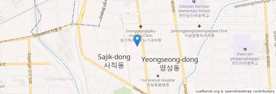 Mapa de ubicacion de KB국민은행 천안지점 en 대한민국, 충청남도, 천안시, 동남구.