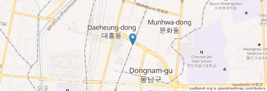 Mapa de ubicacion de IBK기업은행 천안지점 en South Korea, Chungcheongnam-Do, Cheonan-Si, Dongnam-Gu, Munwha-Dong.
