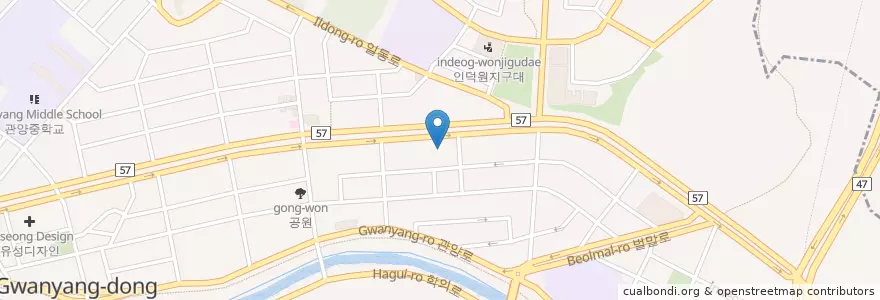 Mapa de ubicacion de 관양현대셀프주유소 en Korea Selatan, Gyeonggi, 안양시, 동안구, 관양동.