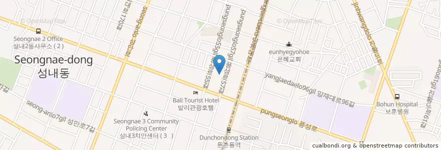 Mapa de ubicacion de 고모네 원조콩탕북어탕 en Südkorea, Seoul, 강동구, 성내동, 성내3동.
