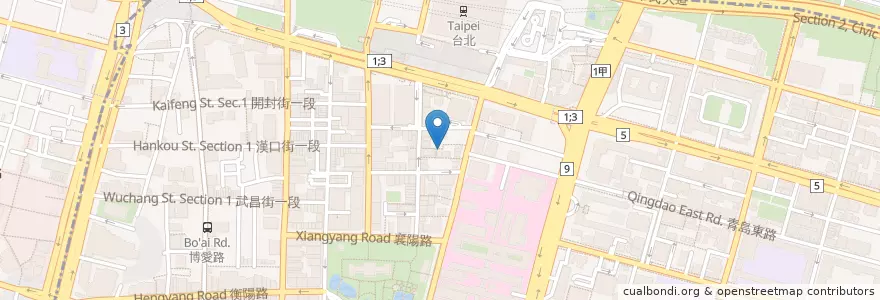 Mapa de ubicacion de SGP新加坡美食 en Taiwan, 新北市, Taipé, 中正區.