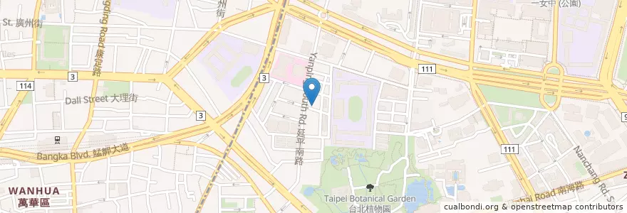 Mapa de ubicacion de 亞軒咖啡 en 타이완, 신베이 시, 타이베이시, 완화 구, 중정 구.
