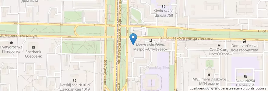 Mapa de ubicacion de Крошка Картошка en Rusia, Distrito Federal Central, Москва, Северо-Восточный Административный Округ, Район Лианозово, Район Бибирево.