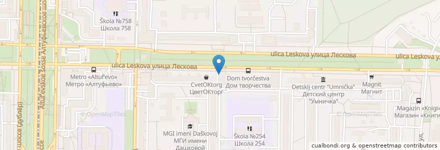 Mapa de ubicacion de Сбербанк en Rusia, Distrito Federal Central, Москва, Северо-Восточный Административный Округ, Район Бибирево.