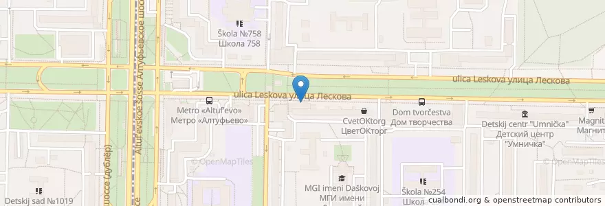 Mapa de ubicacion de Нэцкэ en Russia, Distretto Federale Centrale, Москва, Северо-Восточный Административный Округ, Район Бибирево.