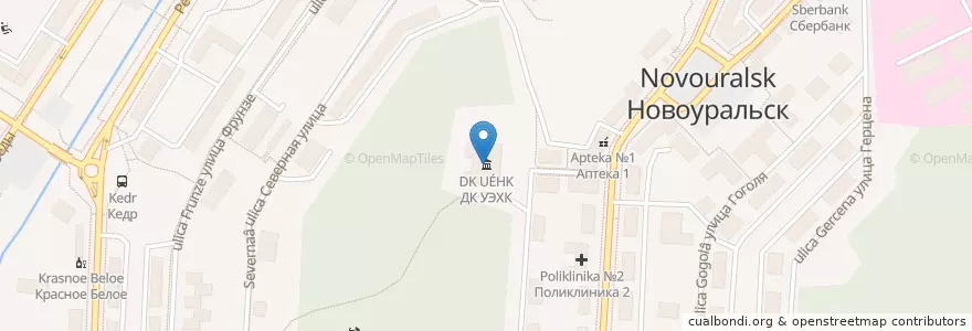 Mapa de ubicacion de ДК УЭХК en ロシア, ウラル連邦管区, スヴェルドロフスク州, Горнозаводской Управленческий Округ, ノヴォウラリスク管区.
