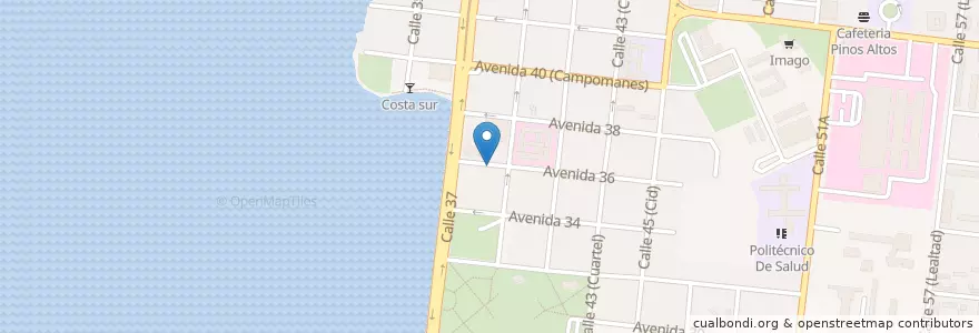 Mapa de ubicacion de Columpios 36 en 쿠바, Cienfuegos, Cienfuegos, Ciudad De Cienfuegos.