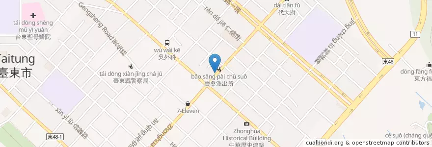 Mapa de ubicacion de 中華早點 en 台湾, 台湾省, 台東県, 台東市.