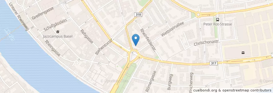 Mapa de ubicacion de Kaffi Sandwich en Suiza, Basilea-Ciudad, Basilea.
