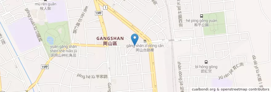 Mapa de ubicacion de 全家牛排館 en تایوان, کائوهسیونگ, 岡山區.