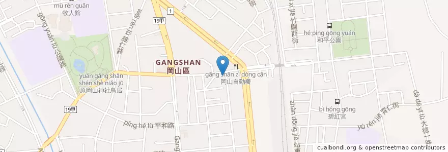 Mapa de ubicacion de 舞鼎御火鍋 en Тайвань, Гаосюн, 岡山區.