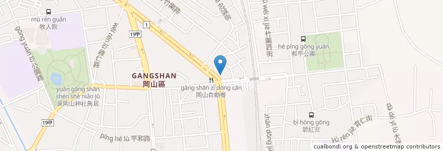 Mapa de ubicacion de 大埔鐵板燒 en تايوان, كاوهسيونغ, 岡山區.
