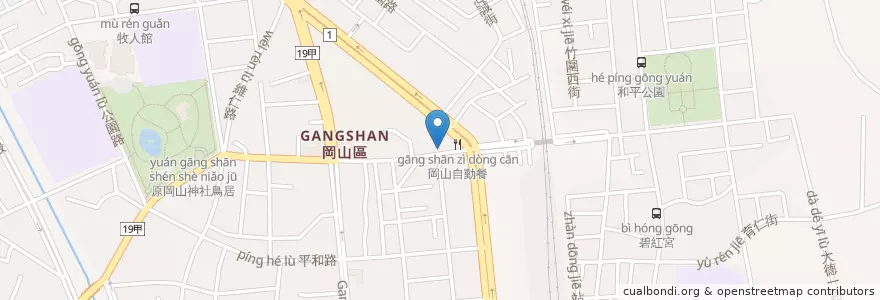 Mapa de ubicacion de 台南新化阿蓮牛肉湯 en Tayvan, Kaohsiung, 岡山區.