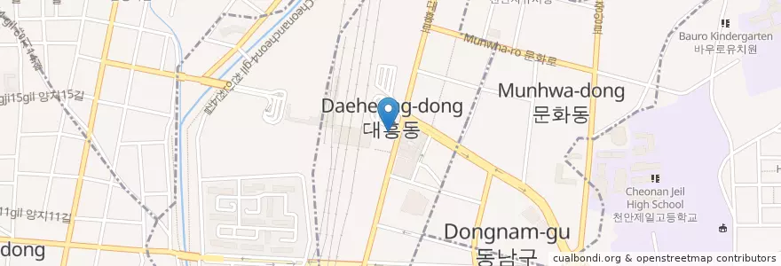 Mapa de ubicacion de 파스쿠찌 천안역점 en 韩国/南韓, 忠清南道, 天安市, 西北區, 대흥동.