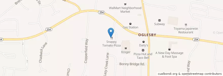 Mapa de ubicacion de Snappy Tomato Pizza en Amerika Syarikat, Tennessee, Nashville-Davidson.