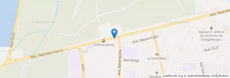 Mapa de ubicacion de Café du bois en Burkina Faso, Mitte, Kadiogo, Ouagadougou.