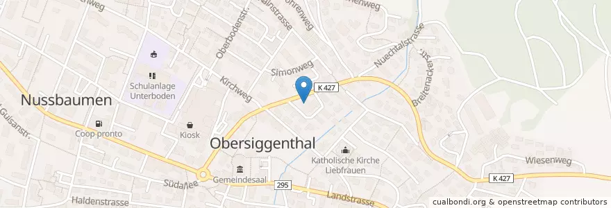Mapa de ubicacion de Raiffeisenbank Siggenthal-Würenlingen en 스위스, Aargau, Bezirk Baden, Obersiggenthal.