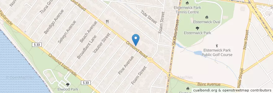 Mapa de ubicacion de Johnny's Elwood Bodega en Australien, Victoria, City Of Port Phillip.