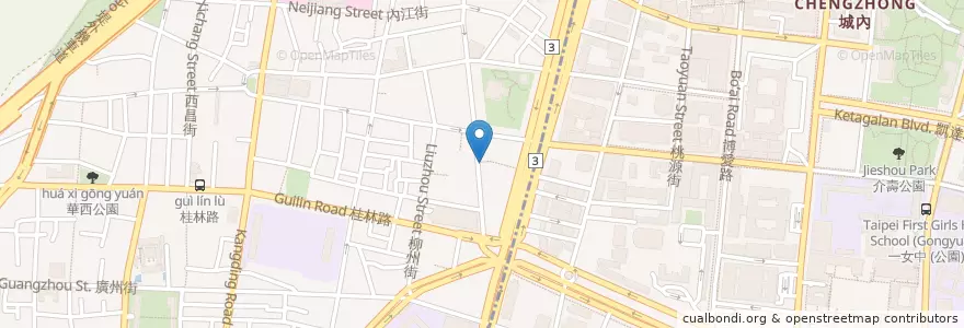 Mapa de ubicacion de Uchiya-うち屋 en Tayvan, 新北市, Taipei, 萬華區.