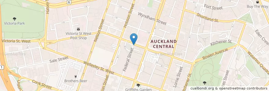 Mapa de ubicacion de ASB en Nova Zelândia, Auckland, Waitematā.