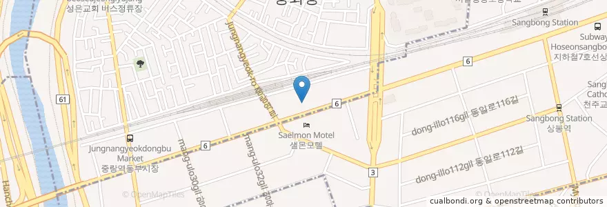 Mapa de ubicacion de 중랑교셀프주유소 en 대한민국, 서울, 중화2동.