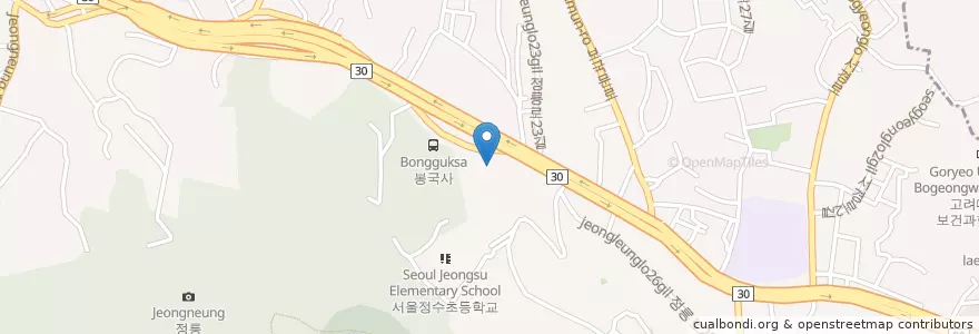 Mapa de ubicacion de 북악셀프주유소 en Korea Selatan, 서울, 성북구, 정릉2동.