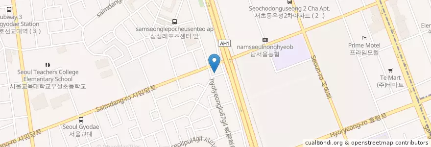 Mapa de ubicacion de 서초제일주유소 en 韩国/南韓, 首尔, 瑞草區, 서초1동, 서초동.