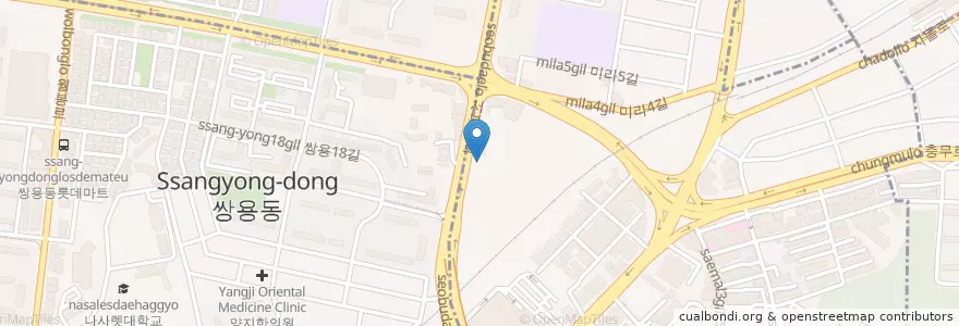 Mapa de ubicacion de 연세우일치과병원 en 대한민국, 충청남도, 천안시, 서북구, 쌍용동.
