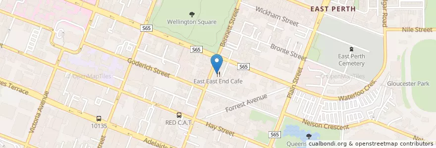 Mapa de ubicacion de East East End Cafe en Australie, Australie Occidentale, City Of Perth.
