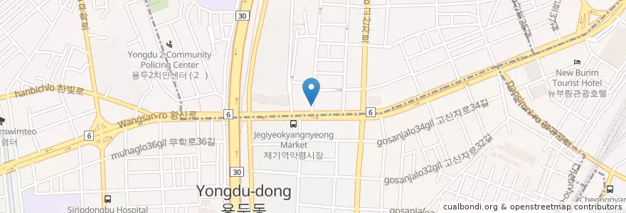 Mapa de ubicacion de 서울약령시장 en 대한민국, 서울, 동대문구, 용신동.
