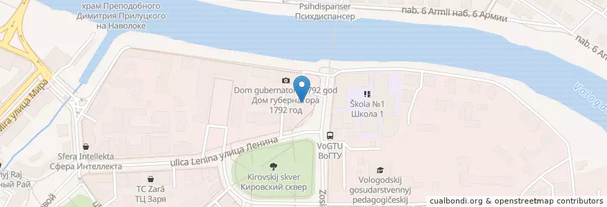 Mapa de ubicacion de Вологодский областной театр кукол «Теремок» en Russia, Northwestern Federal District, Vologda Oblast, Vologodsky District, Vologda.