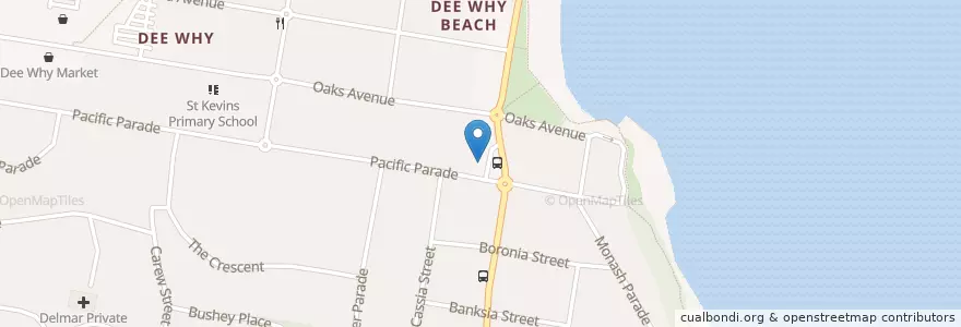 Mapa de ubicacion de United Dee Why Beach en Australia, New South Wales, Sydney, Northern Beaches Council.