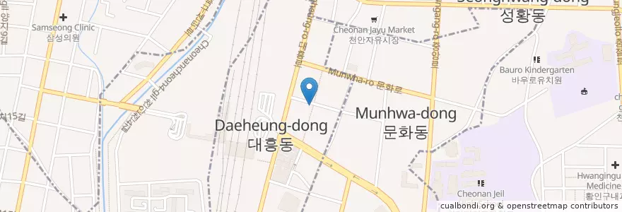 Mapa de ubicacion de 천안역전시장 en Südkorea, Chungcheongnam-Do, 천안시, 서북구, 대흥동.