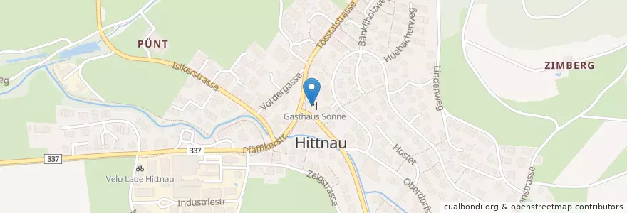 Mapa de ubicacion de Gasthaus Sonne en Svizzera, Zurigo, Bezirk Pfäffikon, Hittnau.