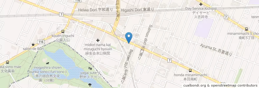 Mapa de ubicacion de 中野スクールオブビジネス en Giappone, Tokyo, 武蔵野市.