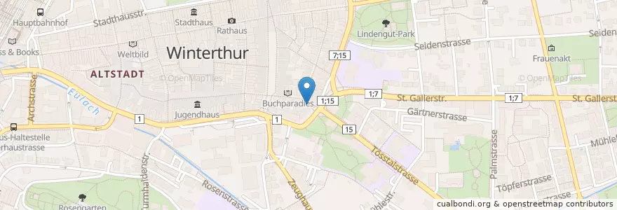 Mapa de ubicacion de Green Klub en スイス, チューリッヒ, Bezirk Winterthur, Winterthur.
