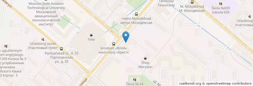Mapa de ubicacion de ЮниКредитБанк en Russie, District Fédéral Central, Moscou, Западный Административный Округ, Район Кунцево.