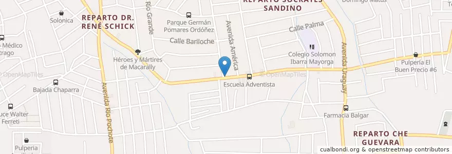 Mapa de ubicacion de Salomón Moreno en Nicarágua, Departamento De Managua, Managua (Municipio).